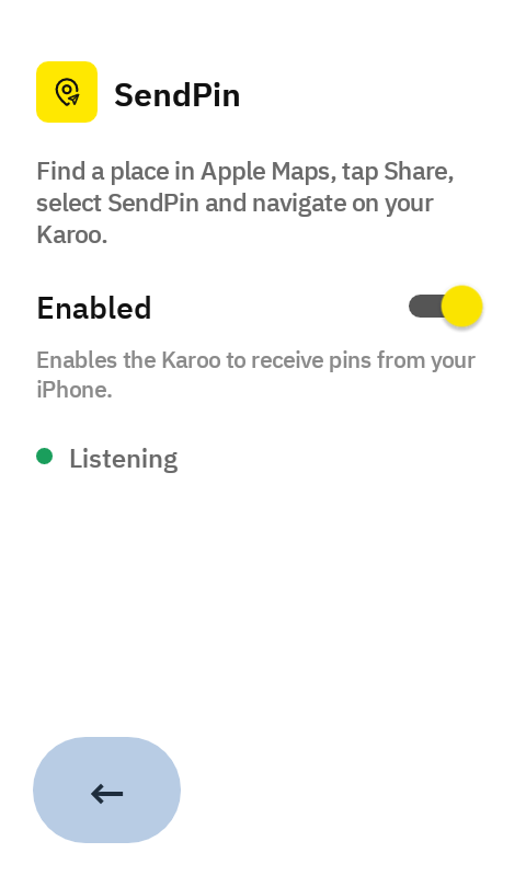 SendPin running on a Karoo 2